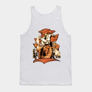 Wild Wolves Tribal Comic Action Adventure Sepia Retro Vintage Tank Top